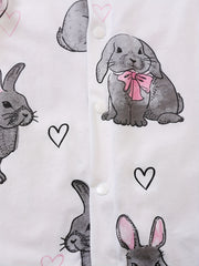 Easter Bunny Graphic Cotton Romper Jumpsuit