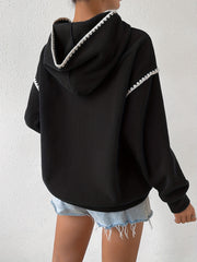 Solid Drop Shoulder Hoodie Casual Long Sleeve Hoodies Sweatshirt