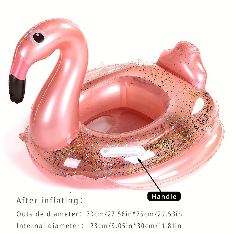 Large Flamingo Shaped Sequin Translucent Swimming Ring