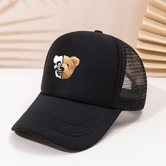 Bear Print Baseball Cap Summer Sunshade Breathable Peaked Cap