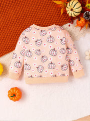 Pumpkin Bat Sweatshirt Toddler Baby Casual Pullover Top Halloween Outfit