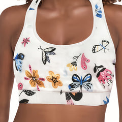 Floral & Butterfly Print Plus Size Sports Bra