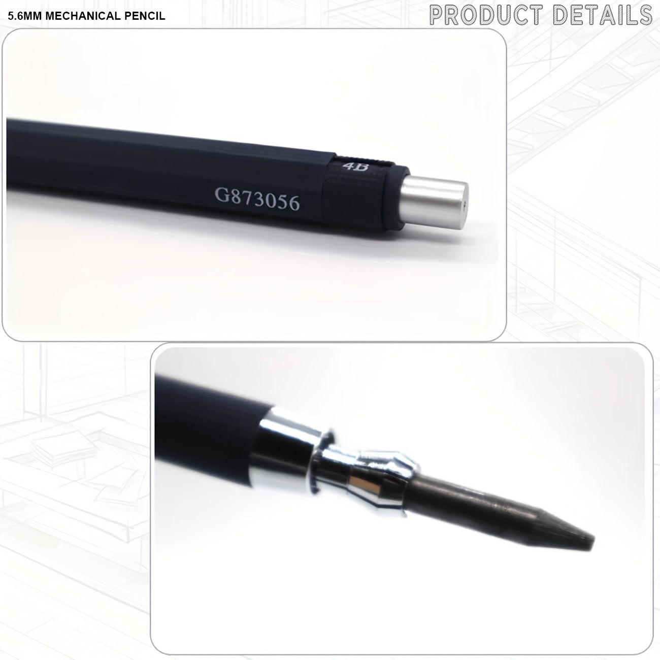 5 6mm 4B Mechanical Pencil Auto Clutch Core Holder for Drawing Writing Sketch