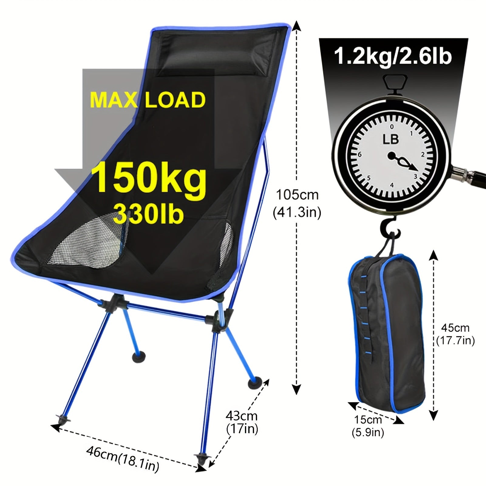 Portable Folding Chairs With Pillow Beach Chairs With Carry Bag
