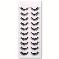 10 Pairs 3D Cat Eye False Eyelashes Faux Mink Lashes Fluffy Strip