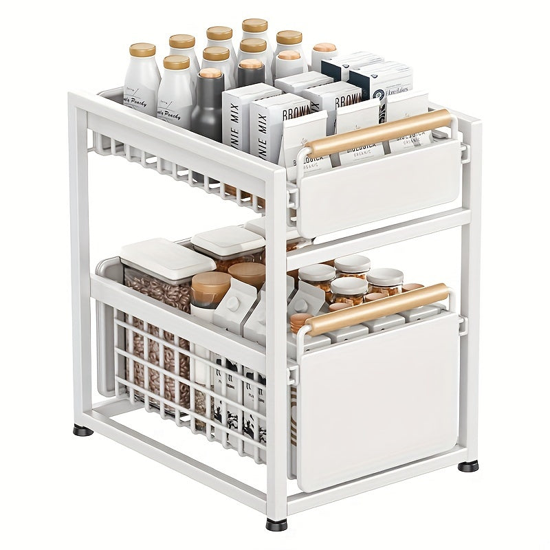 Pull-Out Basket Seasoning Storage Rack Sink Shelf