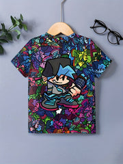 Boy's Graffiti Graphic T shirt Casual Tee Kid's Clothing For Summer