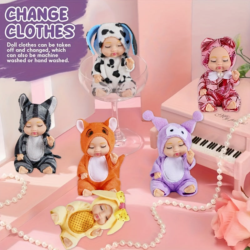 8pcs Mini Baby Doll Set 10 PVC Reborn Doll with Pajamas for 3+ Ideal Easter Gift
