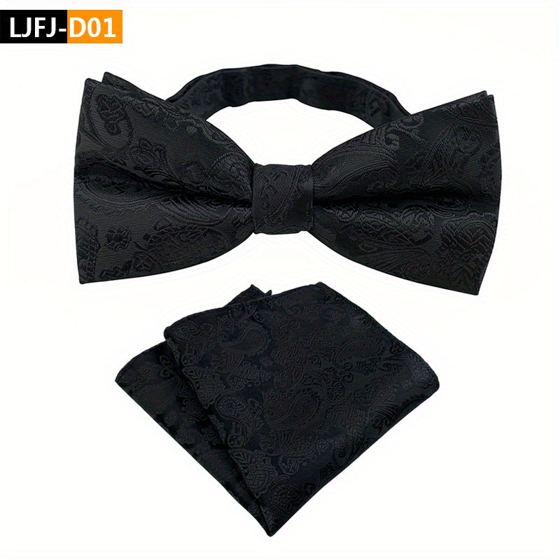 Paisley Bow Tie and Pocket Square Set for Groom Wedding
