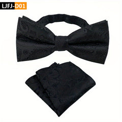 Paisley Bow Tie and Pocket Square Set for Groom Wedding