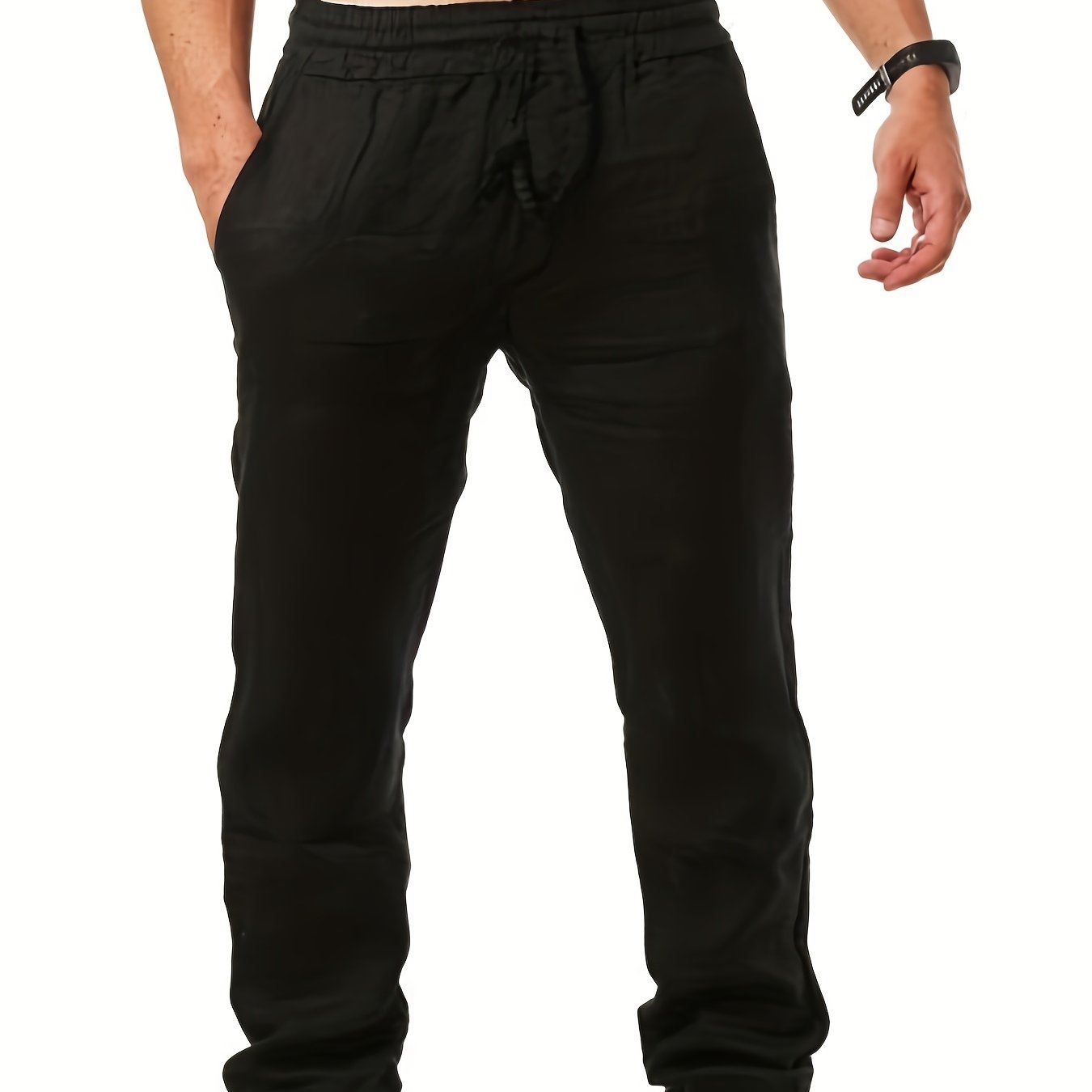 Solid Drawstring Sweatpants Loose Fit Pants Men's Casual Joggers
