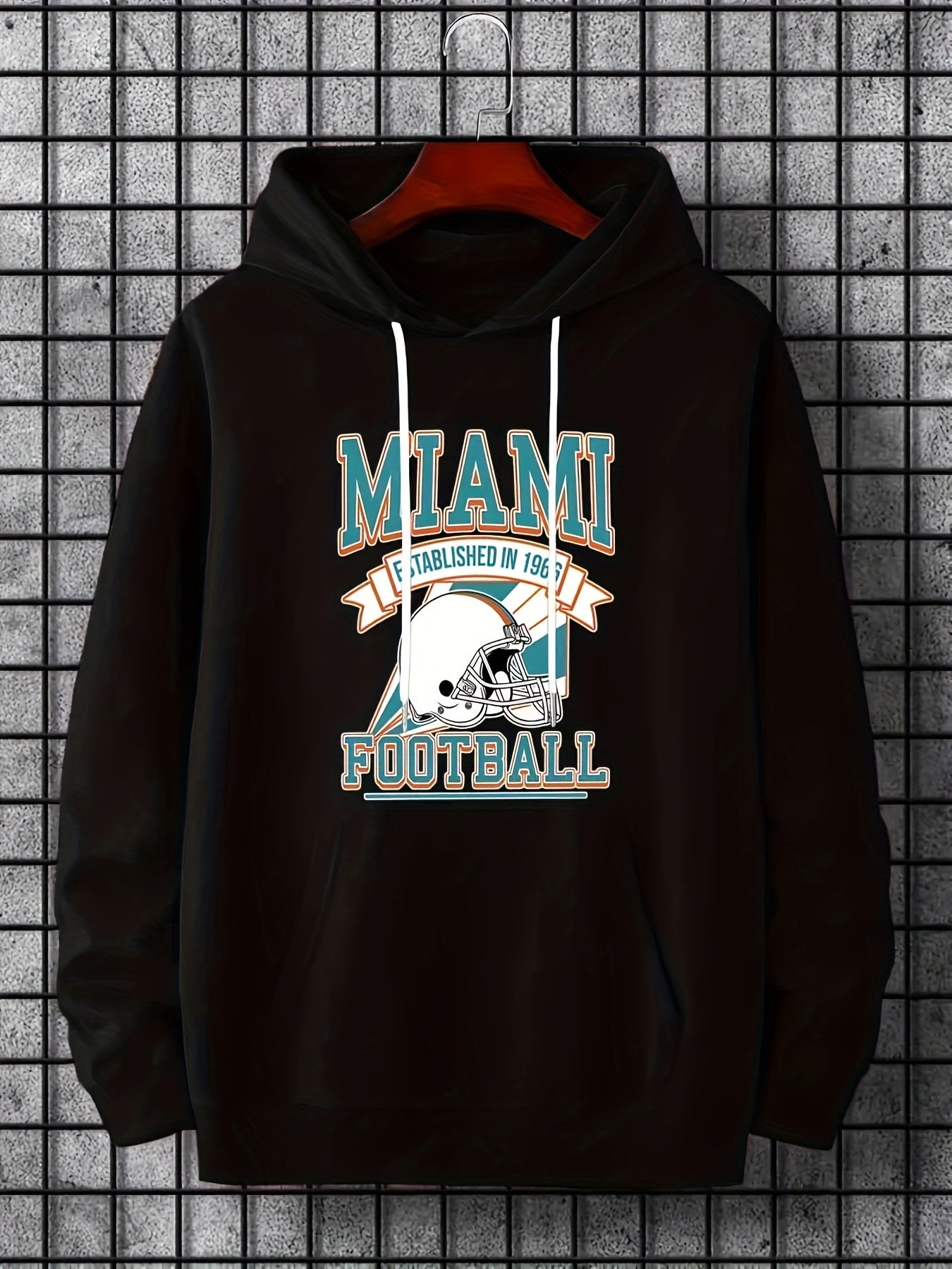 Miami Helmet Print Hoodies for Men Graphic Hoodie with Kangaroo Pocket