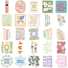 50pcs Pastel Painting Stickers for DIY Journals - English Adhesive Decals