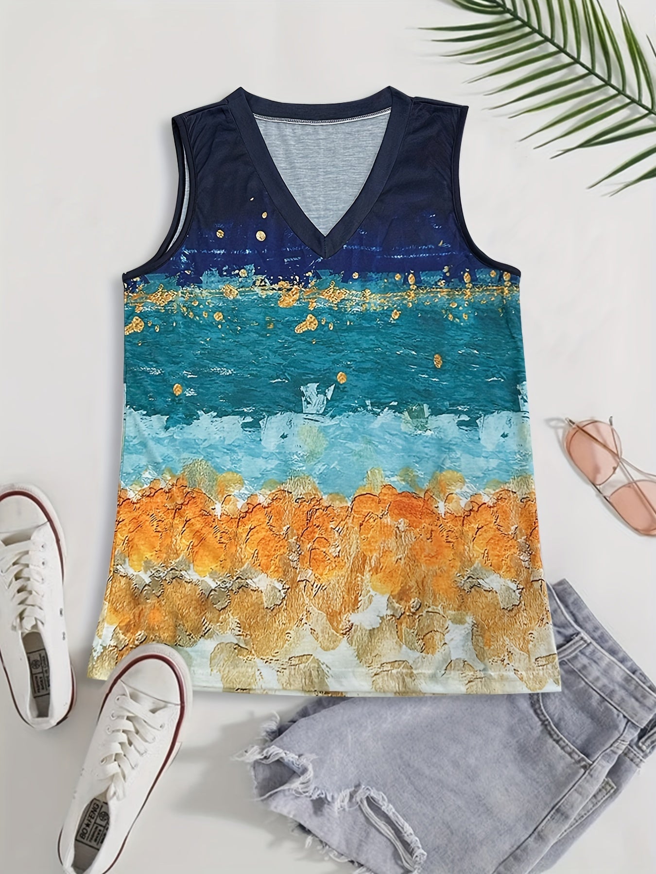 V Neck Tank Top Sleeveless Summer Casual Tank Top
