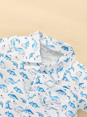 Baby Boys Dinosuar Short Sleeve Shirt Chest Pocket Infant Toddler Clothes