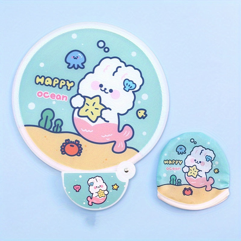 Cartoon Folding Fan Mini Portable Small Round Fan