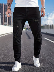 Men's Ripped Jeans Casual Street Style Stretch Denim Pants