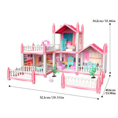 Pink Girls Toy House 2 Tier 5 Room 1 Terrace Assemble DIY Villa Castle
