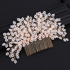 Boho Wedding Hair Vine Flower Clip with Pearls