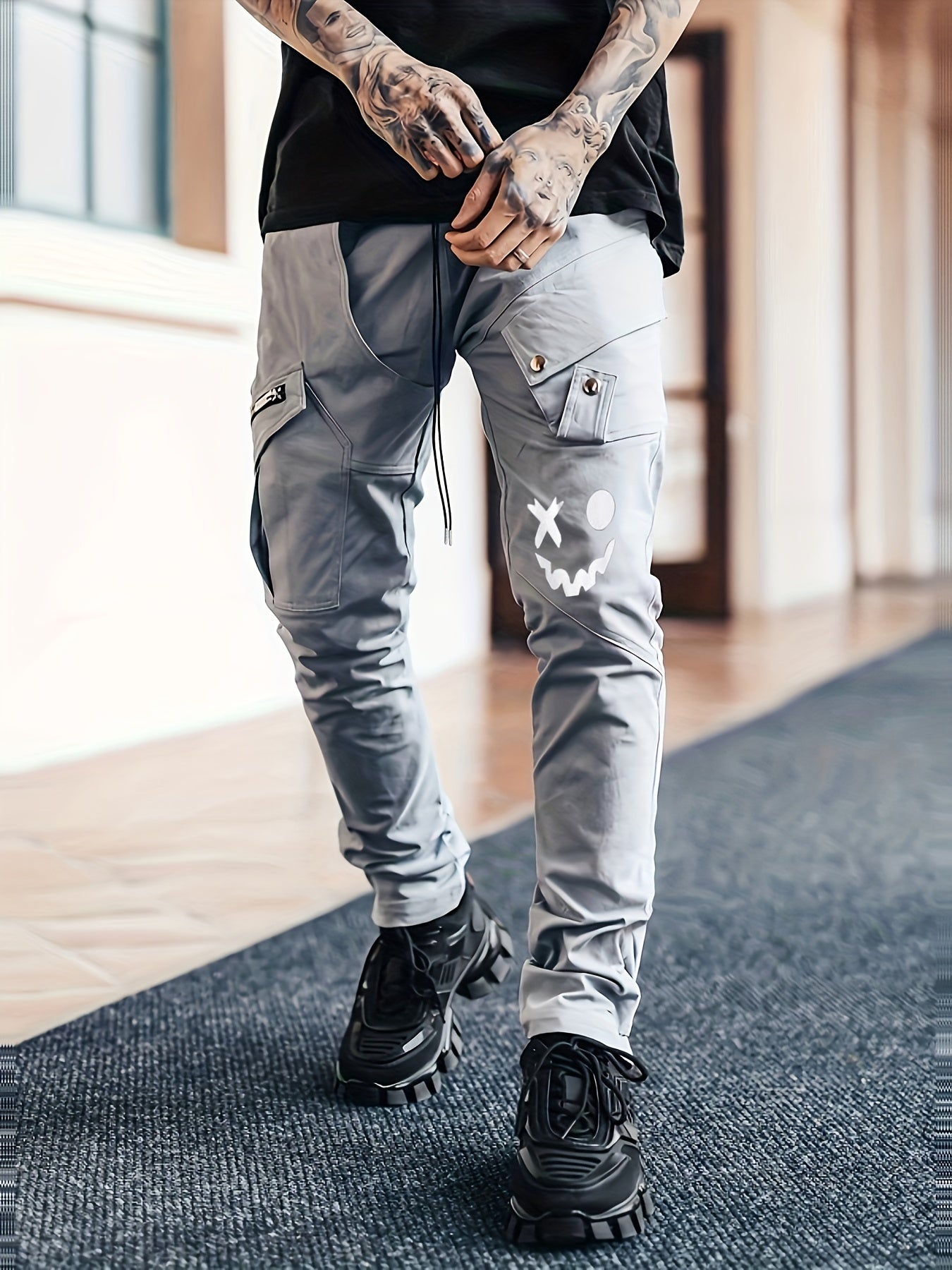 Men's Casual Cargo Pants with Large Pockets