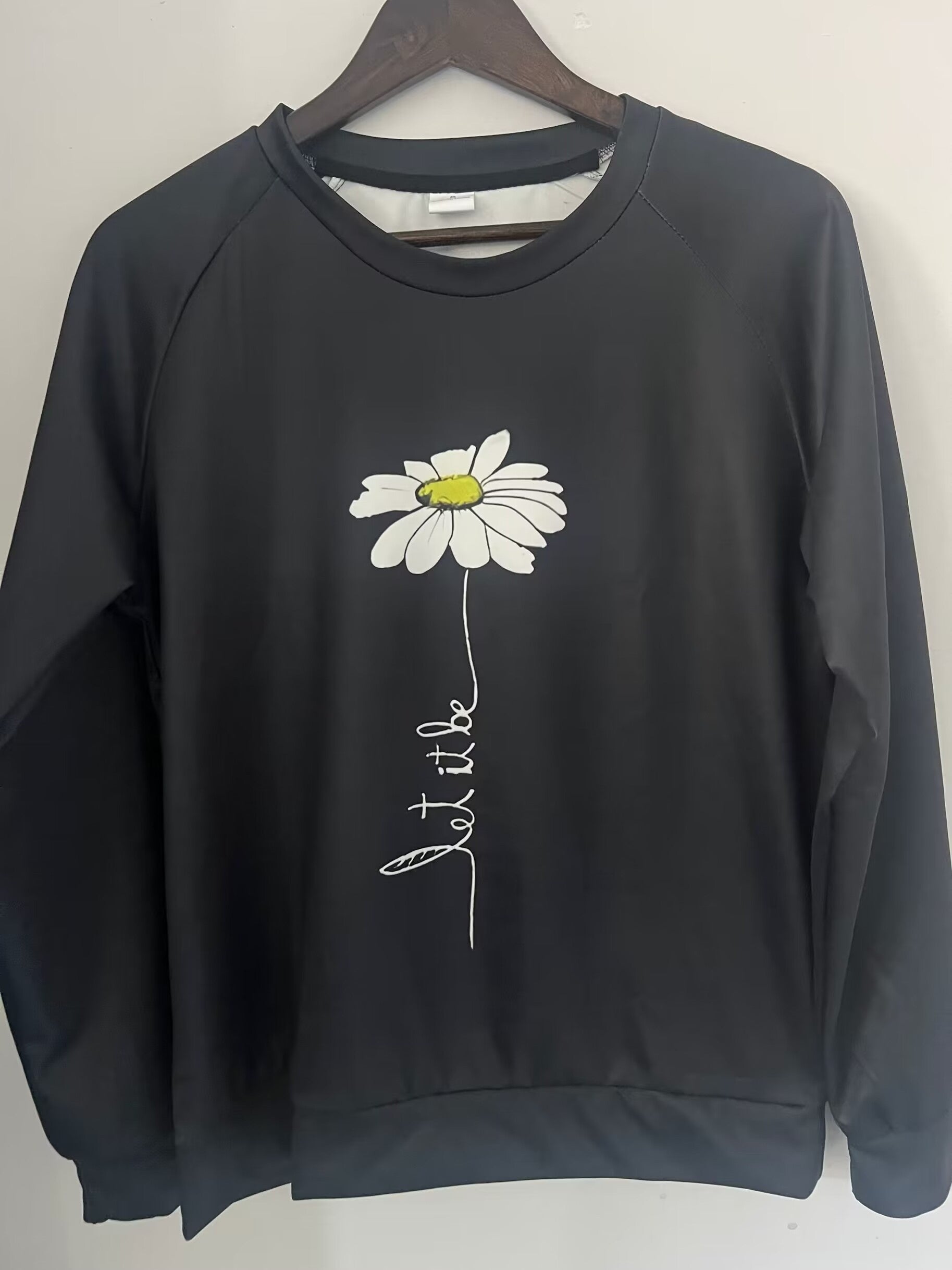 Daisy Print Crew Neck Sweatshirt for Women