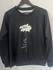 Daisy Print Crew Neck Sweatshirt for Women