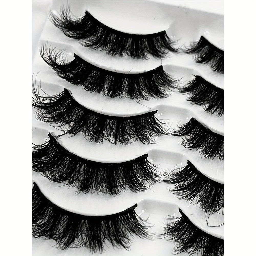 5 Pairs Messy Faux Mink Lashes Crisscross Fluffy Natural Volume False Lashes