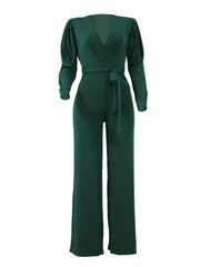 V Neck Wide Leg Jumpsuit for Women