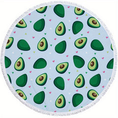 Avocado Pattern Round Beach Towel Quick Drying Soft Absorbent Beach Towel