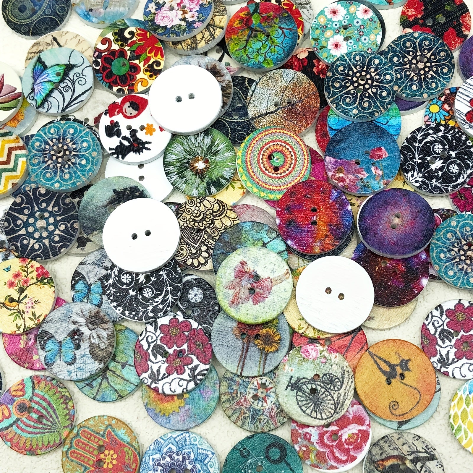 50pcs 1 Wood Craft Buttons Vintage Bulk Wooden Buttons for Sewing Supplies