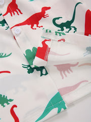 2pcs Boys Dinosaur Print Shirt & Shorts Set Kids Summer Clothes