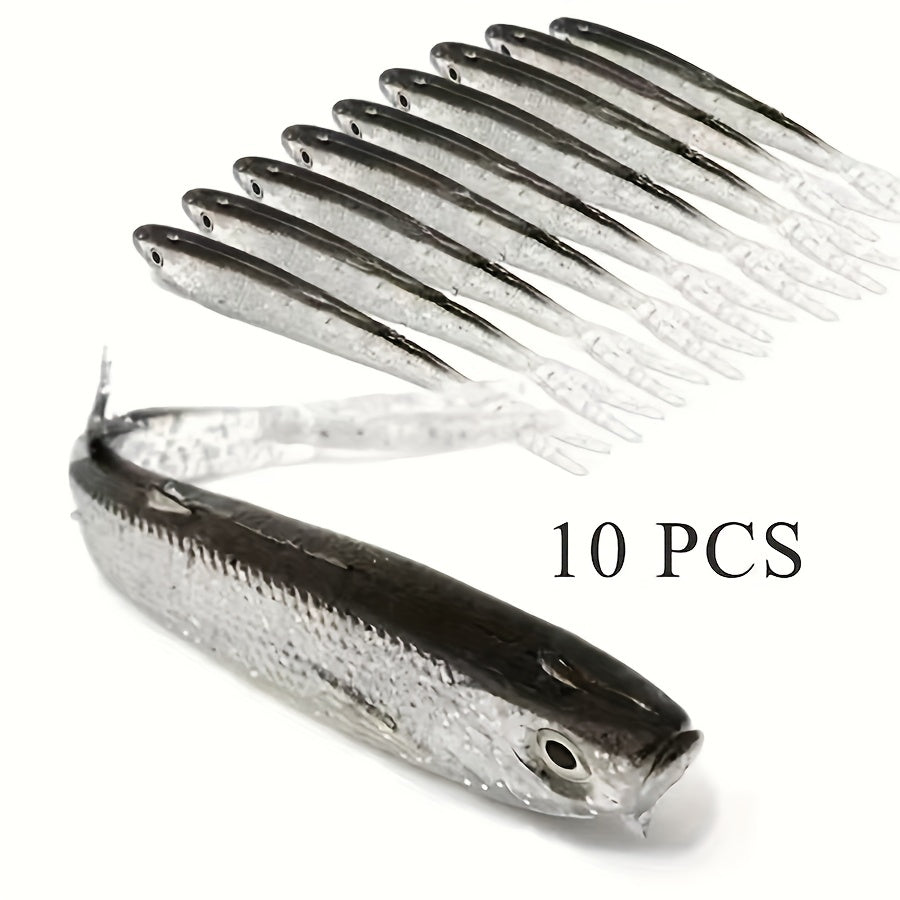 10pcs 2g 3D Eye Forked Tail Bionic Fishing Lure Soft Wobbler Bai