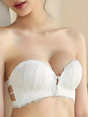Lace Push Up Bra Front Buckle Comfy & Breathable Underwear