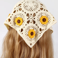 Boho Knitted Triangle Bandana Hair Scarf Hairband for Women Girls