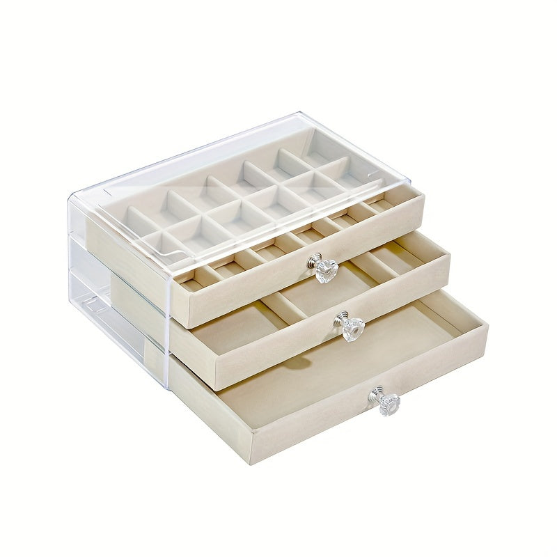 Transparent Jewelry Box Earring Ring Storage Box Drawer Style Necklace Brace
