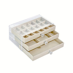 Transparent Jewelry Box Earring Ring Storage Box Drawer Style Necklace Brace