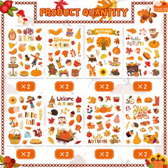 16 Sheets Autumn Leaf Sticker Maple Leaf Thanksgiving Party Decoration Stickers