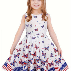 Girls Butterfly Graphic Sleeveless Dress Summer Clothes Gift Party