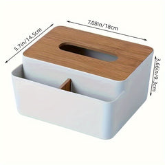Multifunctional Tissue Box with Wooden Lid