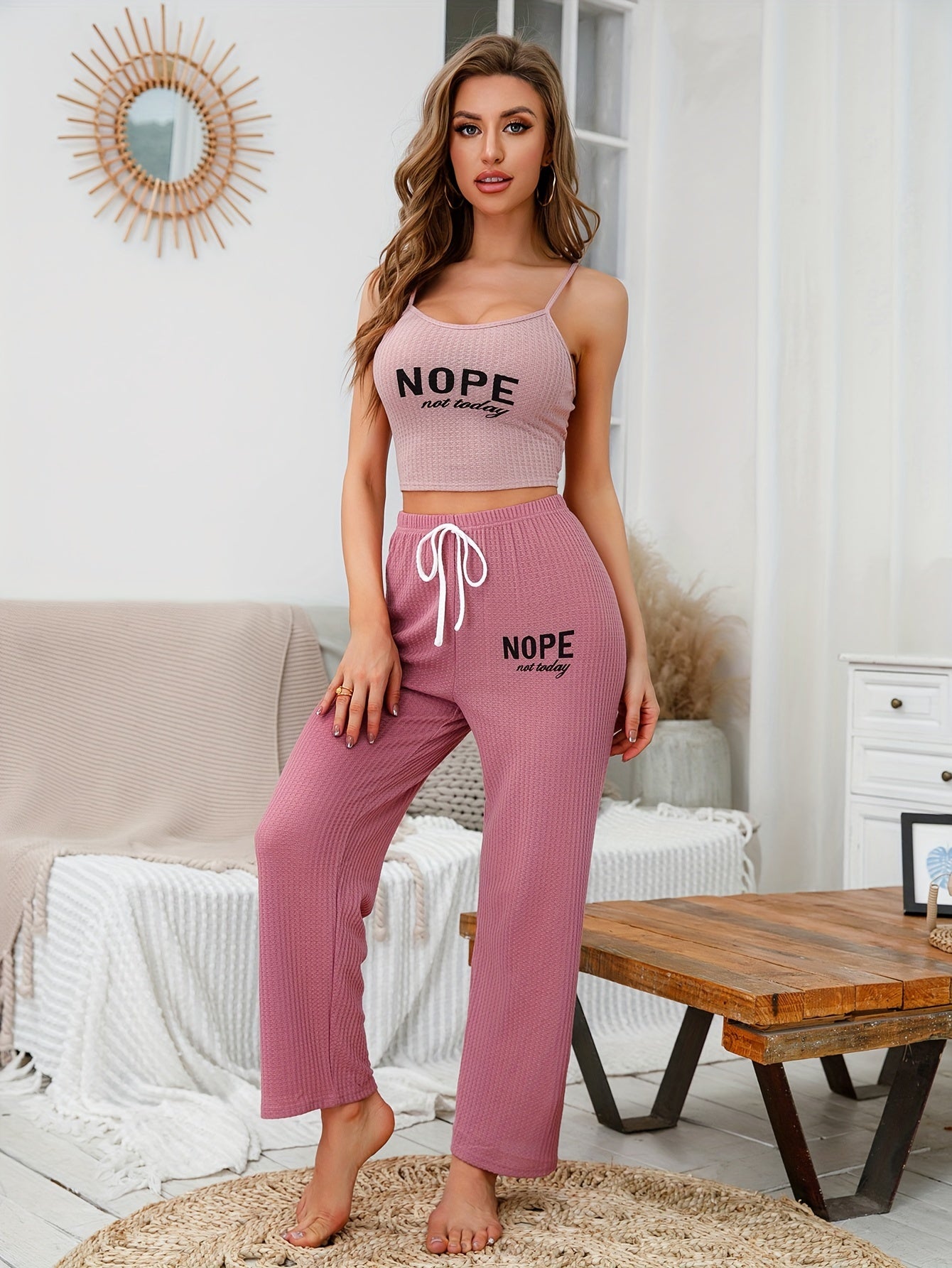 Waffle Lounge Set Cami Top & Pants
