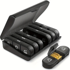 Weekly Pill Organizer 3 Times Portable Pill Box 7 Large Containers Light Proof