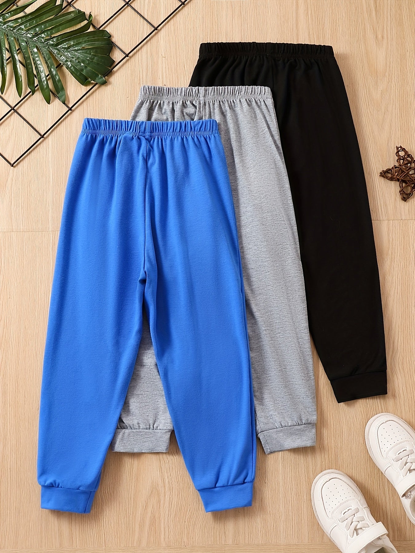 3pcs Boys Casual Comfortable Active Sweatpants Jogger Sports Pants
