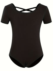 95 Cotton Girls Short Sleeve Dance Suit Slim Ballet Leotard