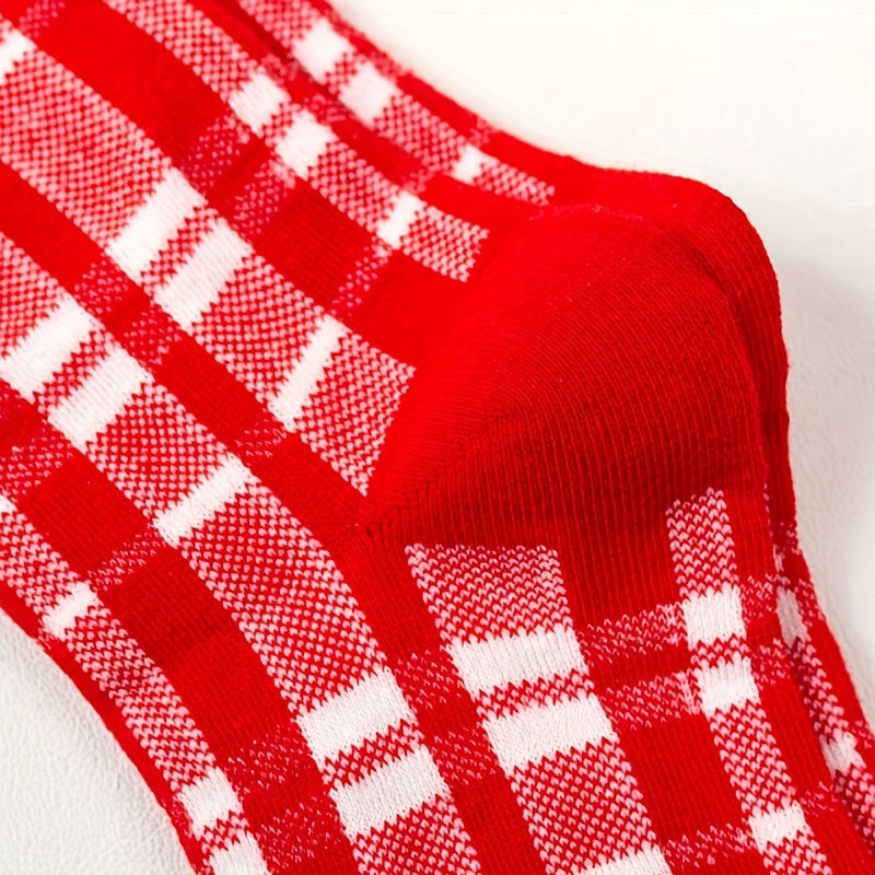 5 Pairs Christmas Graphic Print Mid Tube Women's Socks