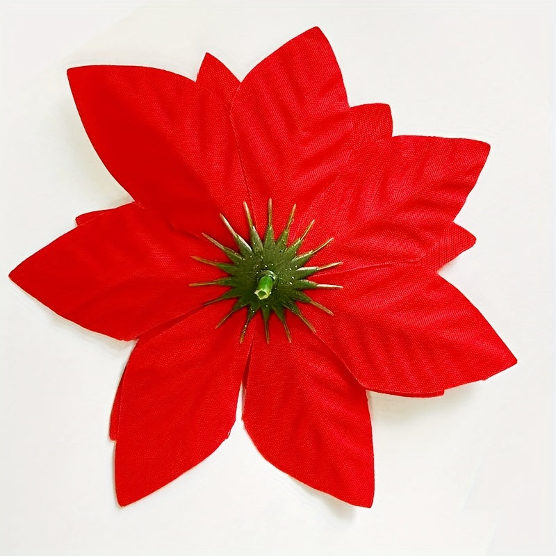 20pcs Golden Red Poinsettia Flower Christmas Decorations