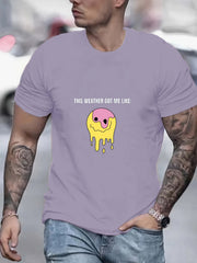Smile Face Print Men's Graphic Crew Neck Active T Shirt