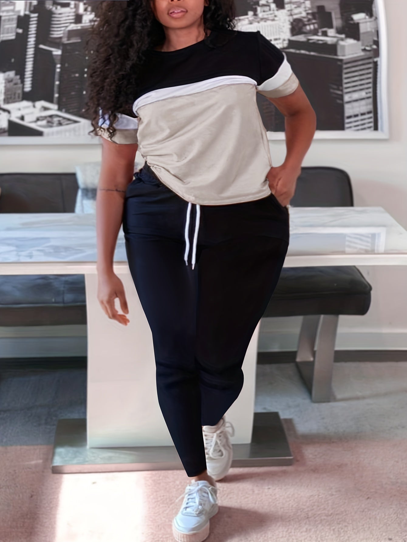 Colorblock Top & Pants Set
