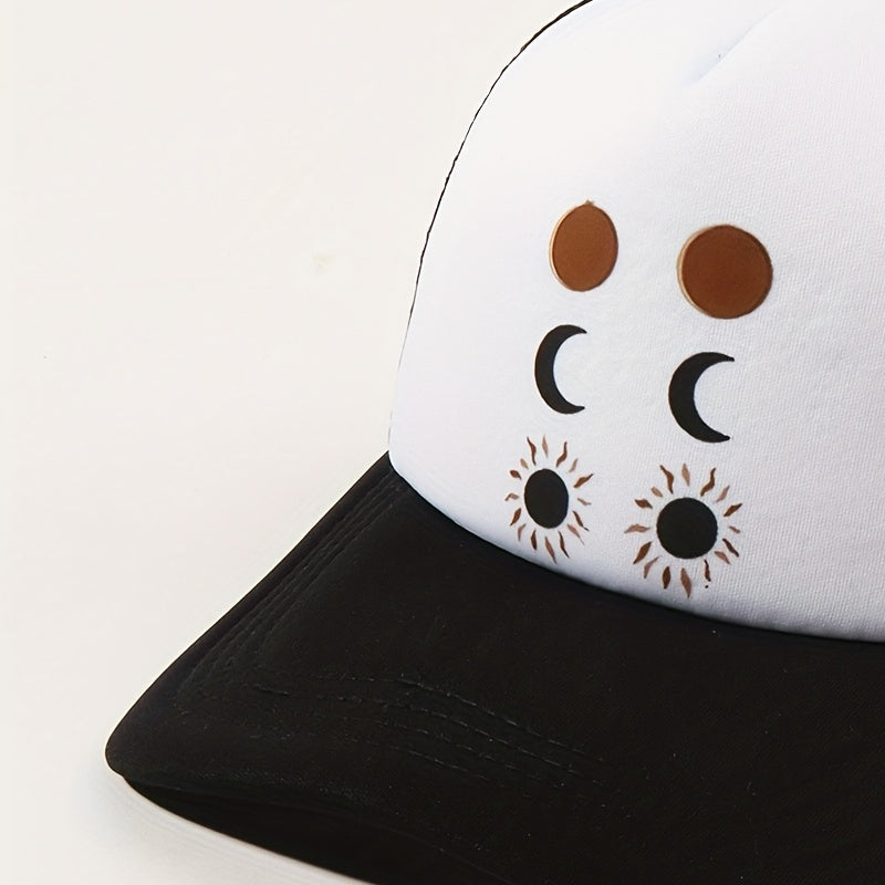Sun Moon Trucker Hat Baseball Cap Adjustable Mesh Sunshade Dad Hat