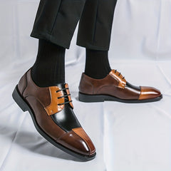 Men's Block Derby Shoes Lace up Front Outdoor Dress Shoes