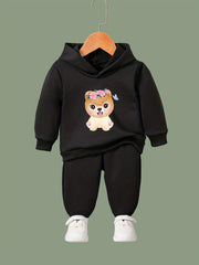 Flower Puppy Print 2pcs Girls Outfits For Sports Spring Fall Outdoor Gift